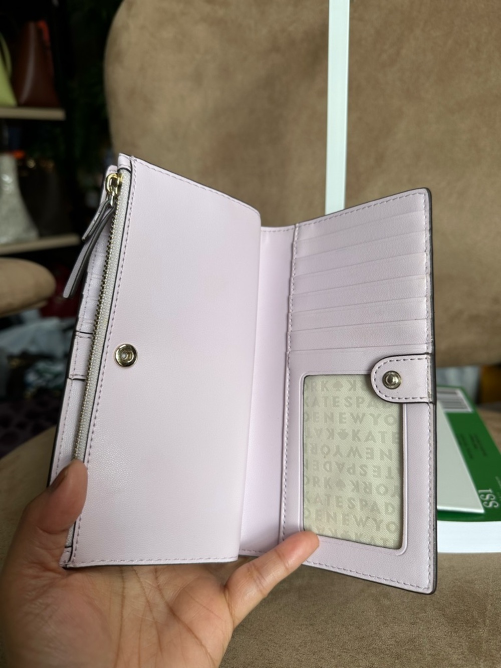 kate spade Lilac Pebbled Leather Zip & Double Snap Wallet Very Good Condition - Picture 9 of 10